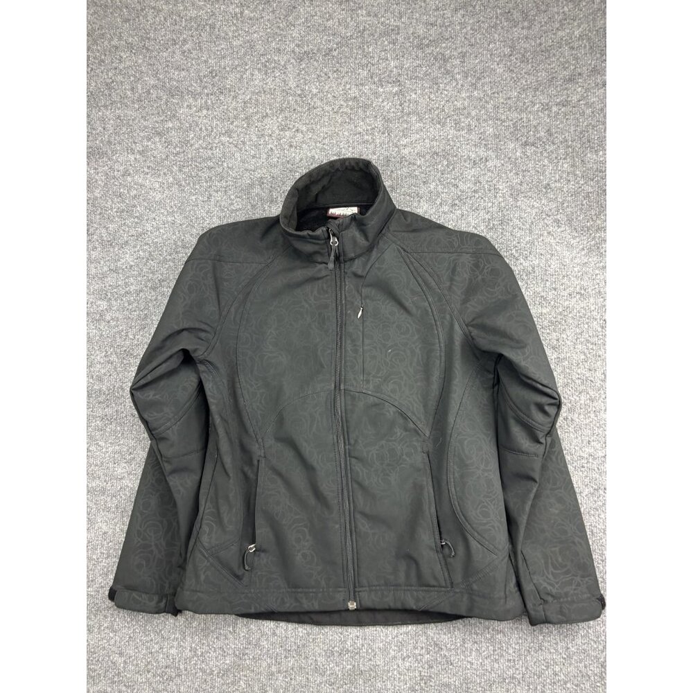 Double Diamond Jacket Womens‎ Medium Black Softshell Fleece Lined Zip Pockets
